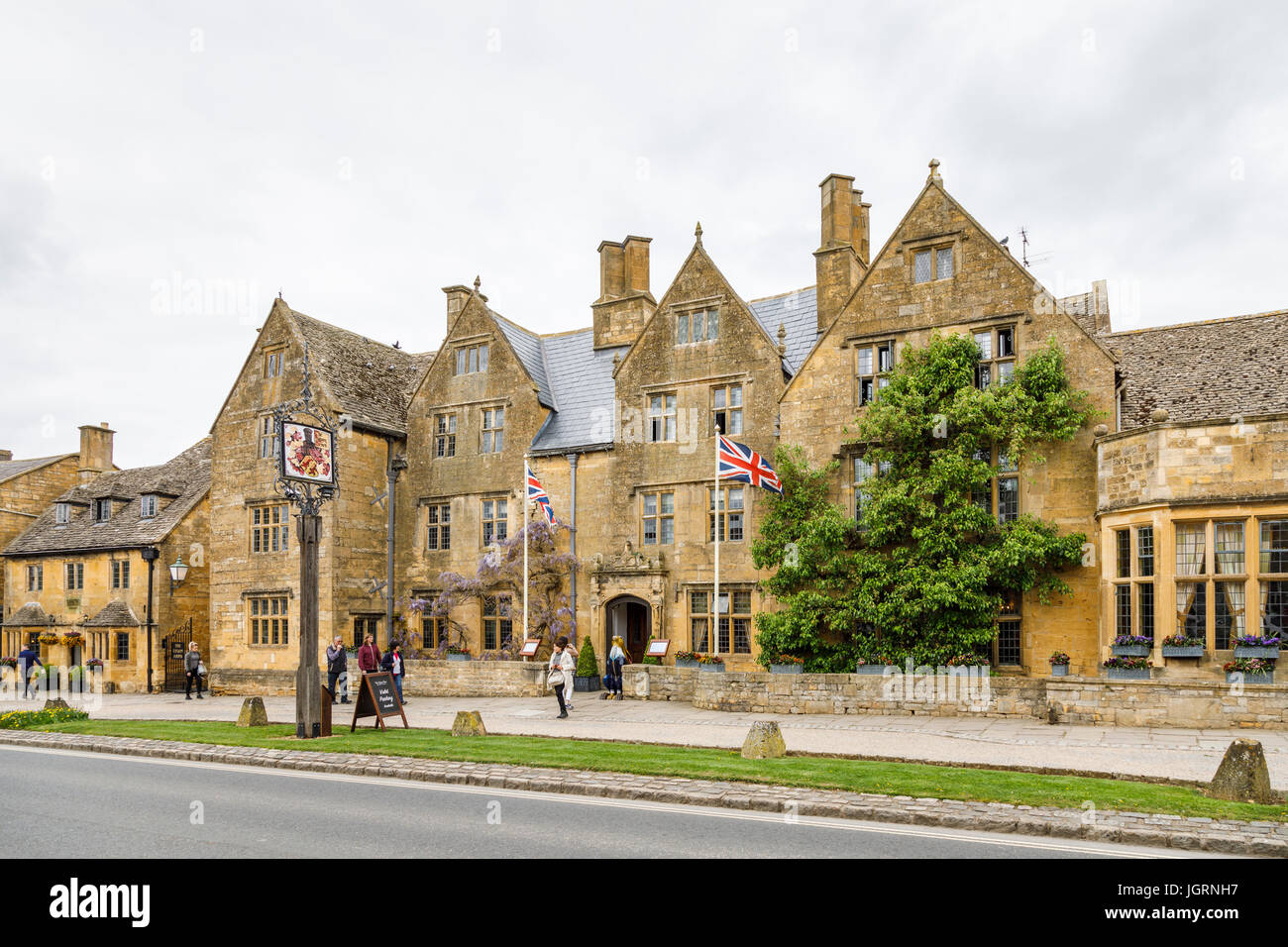 Lygon Arms Hotel, High Street, Broadway, Worcestershire, ein schönes Dorf in den Cotswolds, Südwest-England Stockfoto