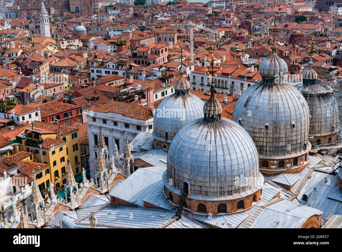 Blick auf Venedig von Bell Turm der St.-Markus Kathedrale Stockfoto