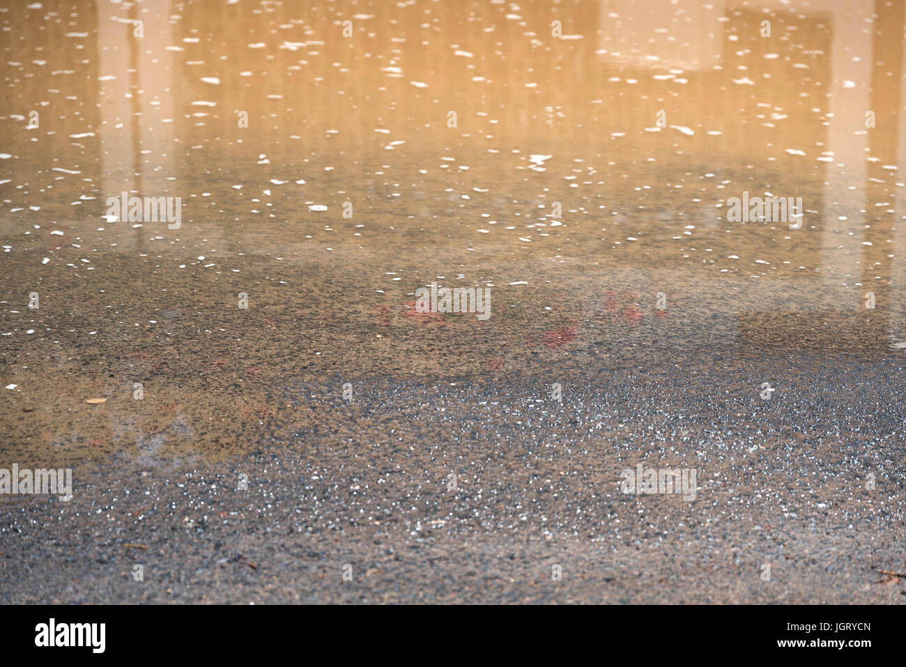 Hintergrund der stagnierenden schmutzigen Regenwasser am Straßenrand in Dschibuti, Ostafrika Stockfoto