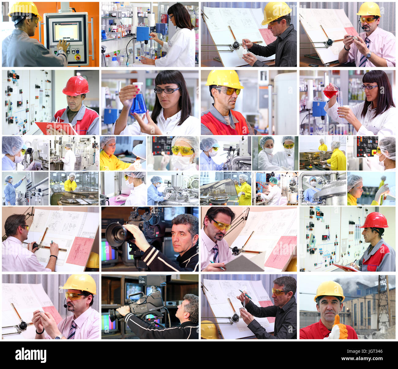 Collage von professionellen Mitarbeitern Stockfoto