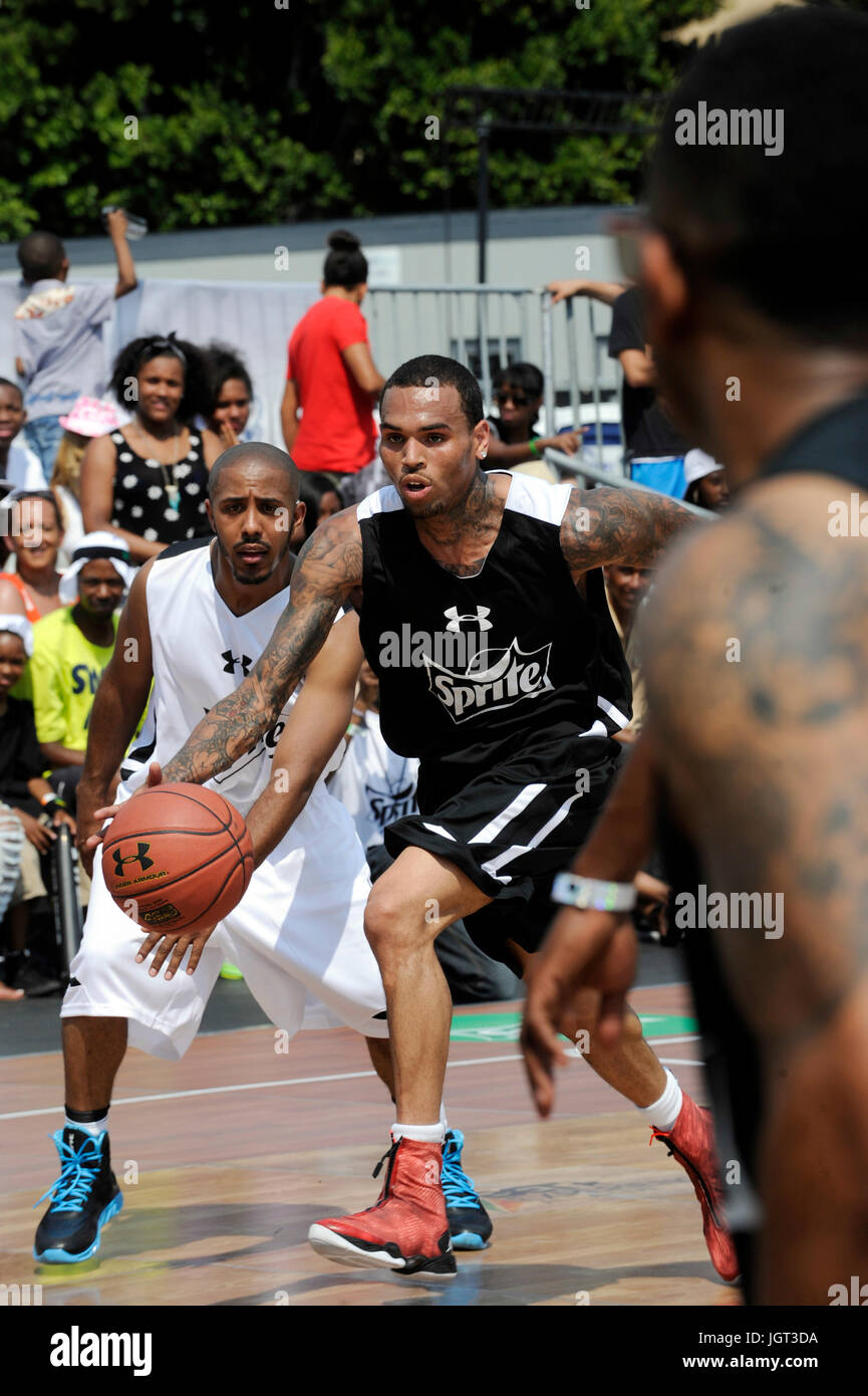 Chris Brown Sprite Celebrity Basketball-Ausstellungsspiel während 2013 WETTE Erfahrung L.A. LIVE Juni 29,2013 Los Angeles, Kalifornien Stockfoto