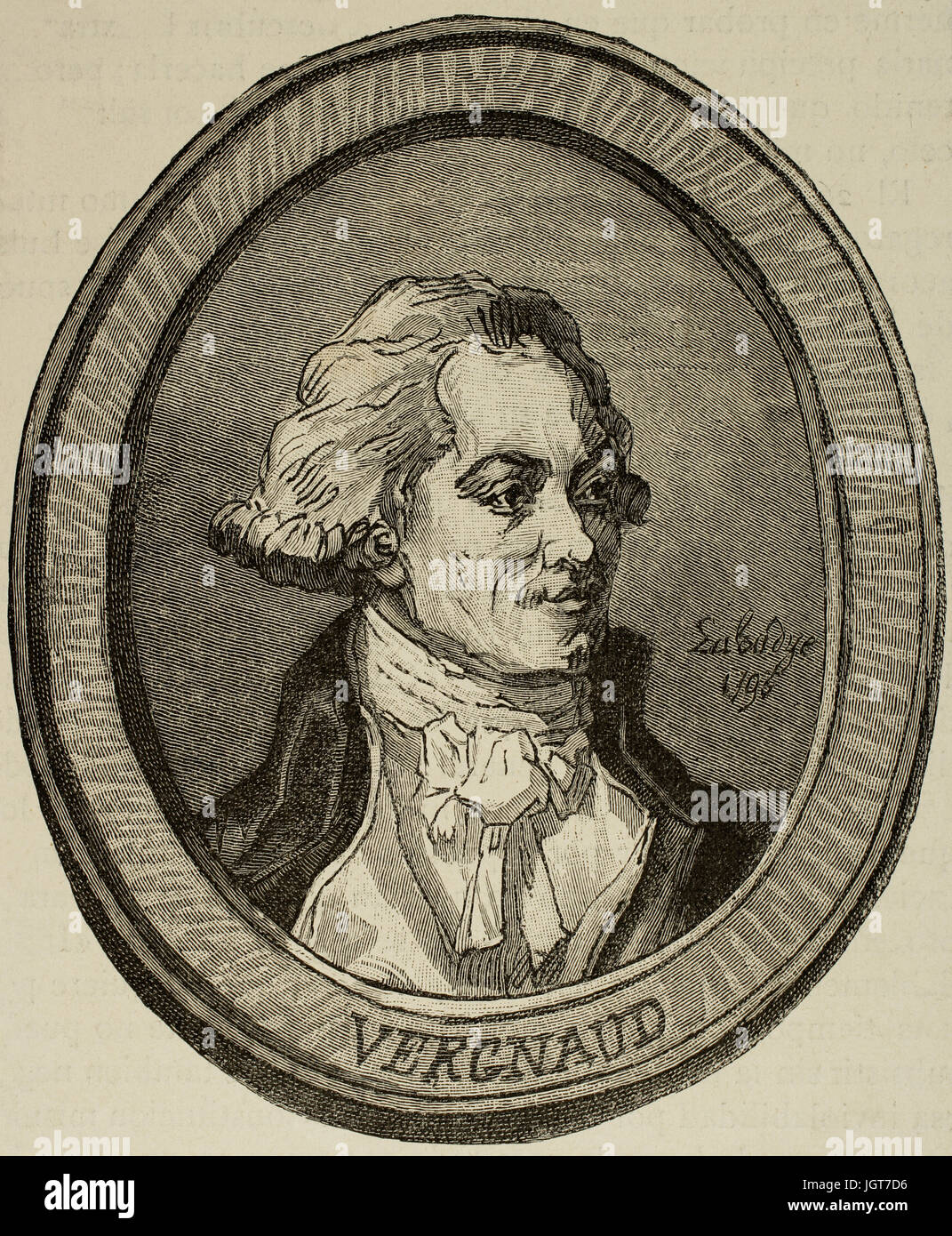 Pierre Victurnien Vergniaud (1753-1793). Französischer Staatsmann. Kupferstich von Labadye in Universalgeschichte, 1883. Stockfoto