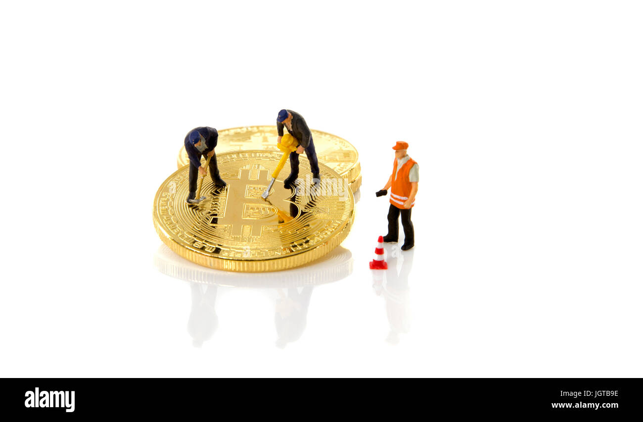 Spielzeug Miniatur Figuren Hacker Bitcoin-Händler Stockfoto