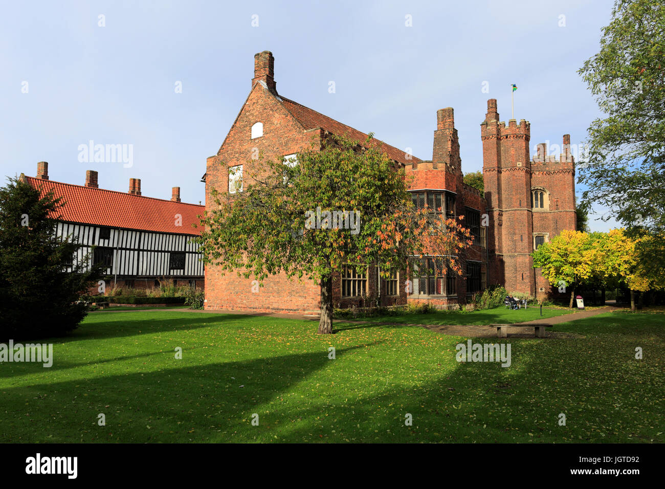 Gainsborough Old Hall, ein mittelalterliches Herrenhaus in Gainsborough Stadt, Grafschaft Lincolnshire, England, UK Stockfoto