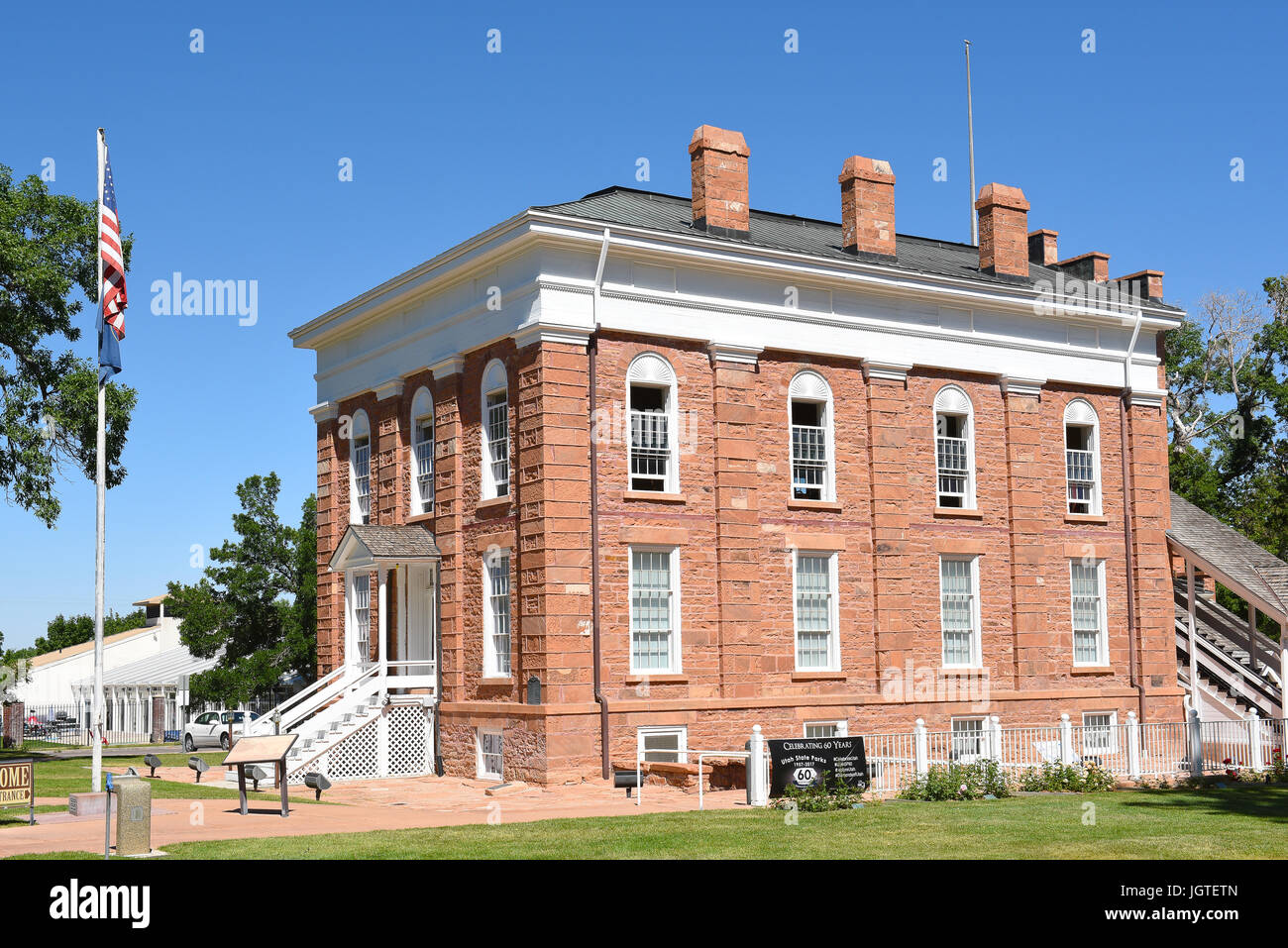 FILLMORE, UTAH - 29. Juni 2017: Territoriale Statehouse State Park Museum. Utahs, die erste Hauptstadt diente als legislative Hall, Gefängnis, Theater, Schule ein Stockfoto