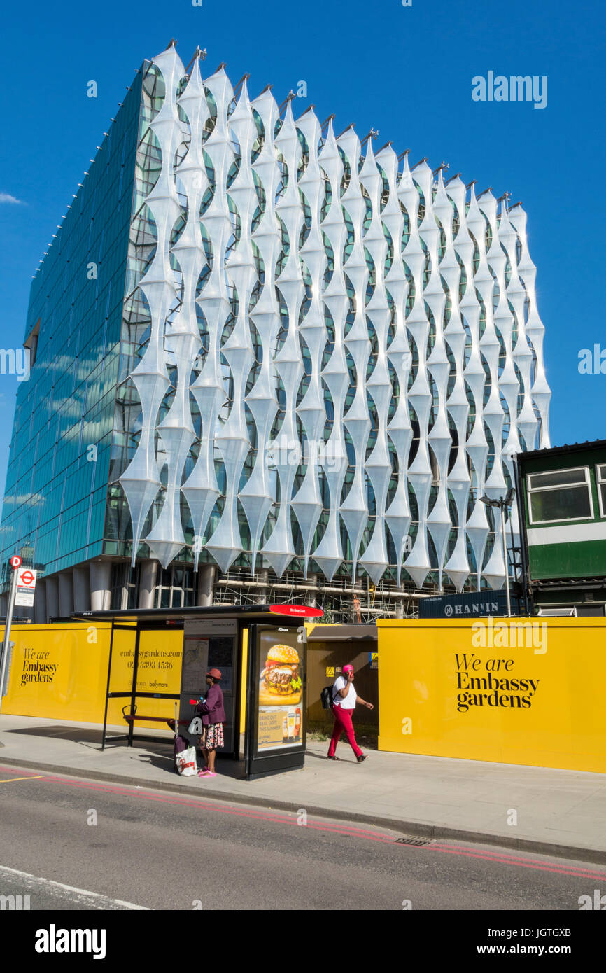 London, England, UK: Die neue US-Botschaft gebaut wird - die Botschaft Gärten in neun Elms, Vauxhall, London. Stockfoto