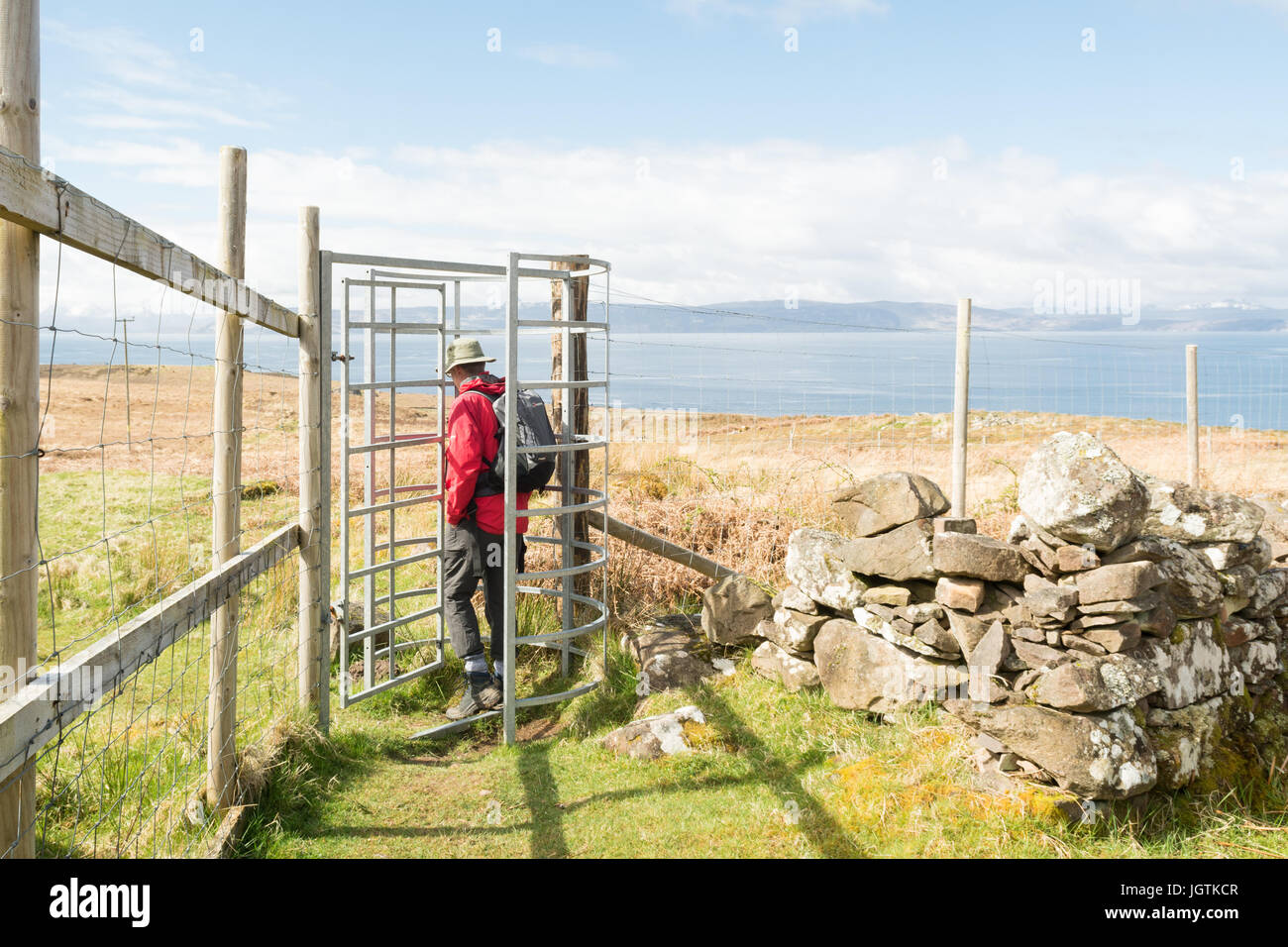 Rotwild proof Metal Gate und Fechten - Applecross Halbinsel, Wester Ross, Highland, Schottland, UK Stockfoto