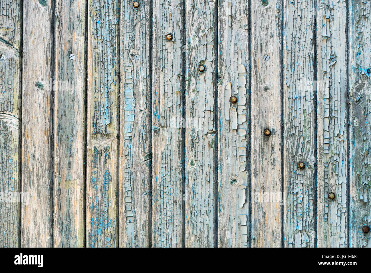 Alte Holzbohlen mit Farbe. Stockfoto