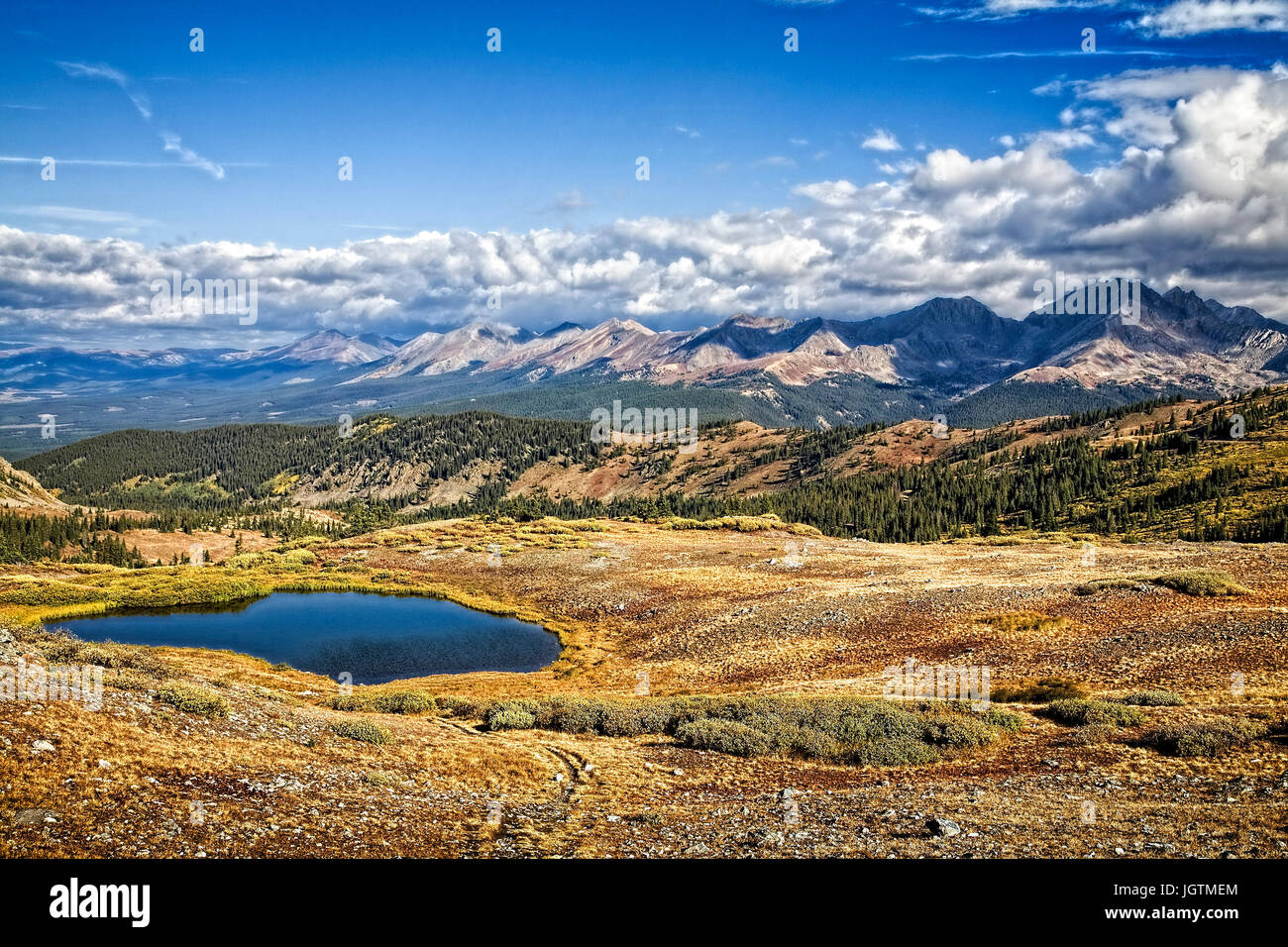 Ein kleiner See liegt hoch in den Colorado Rockies am Ohio Passstraße westlich von Buena Vista, Colorado Stockfoto