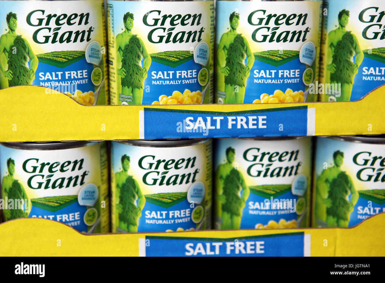 Dosen von Salz kostenlose Green Giant Zuckermais Stockfoto