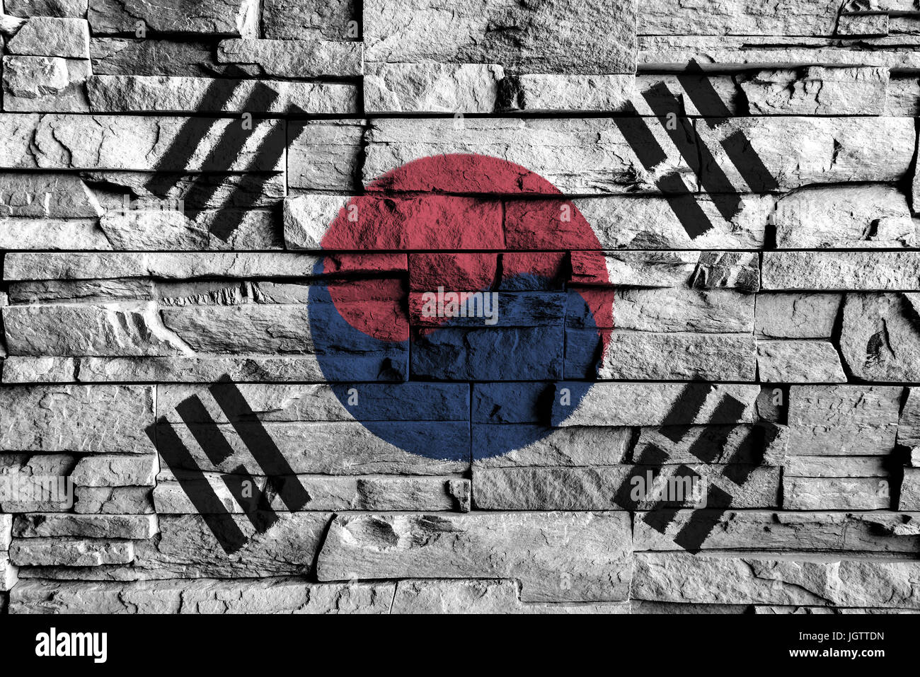Südkorea Flagge malen auf High detail der alten Mauer. 3D Illustration. Stockfoto