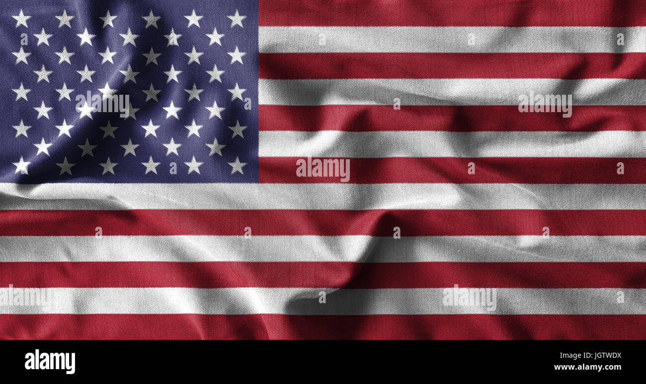 Amerikanische Flagge malen auf hohem Detailgrad der Welle Baumwollstoffe. 3D Illustration. Stockfoto