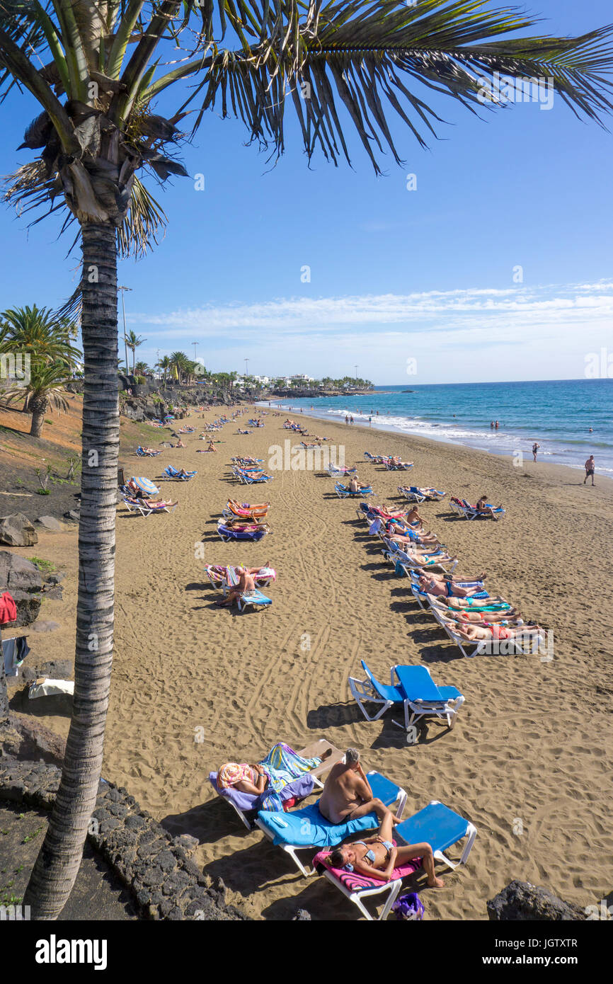 Playa Grande, grosser Badestrand in Puerto del Carmen, Lanzarote, Kanarische Inseln, Europa Playa Grande, grosser Badestrand in Puerto del Carmen, Lanzarote, Kanarische Inseln, Europa