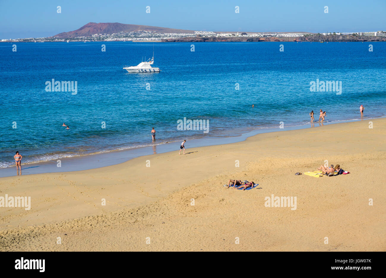 Playas de Papagayo, Playa de la Cera, einer von sechs Papagayo Strände von Punta Papagayo, Playa Blanca, Lanzarote, Kanarische Inseln, Spanien, Europa Stockfoto