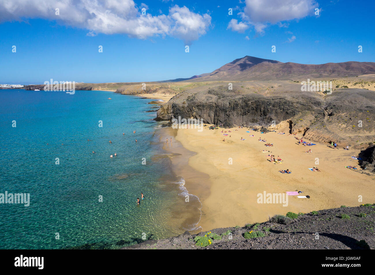 Playas de Papagayo, Playa de la Cera, einer von sechs Papagayo Strände von Punta Papagayo, Playa Blanca, Lanzarote, Kanarische Inseln, Spanien, Europa Stockfoto