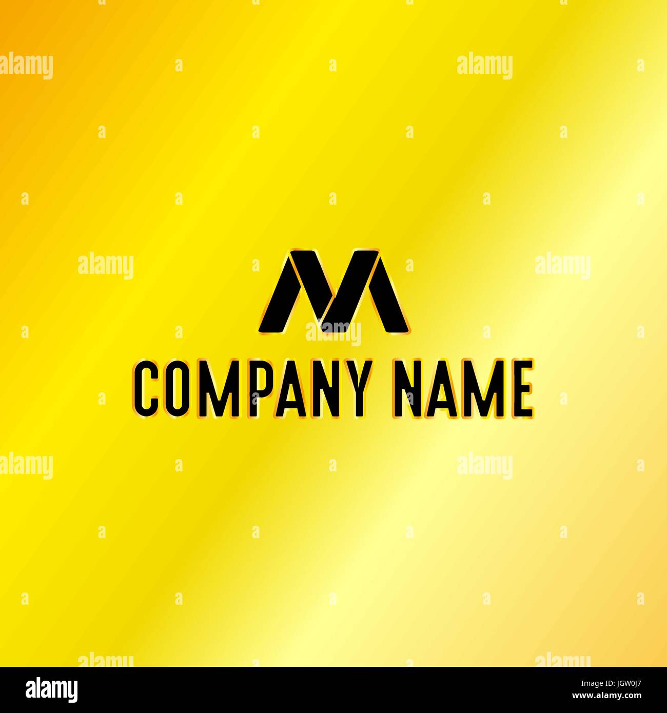Schwarze Buchstaben M Emblem mit goldenem Hintergrund, Vektor, Abbildung Stock Vektor