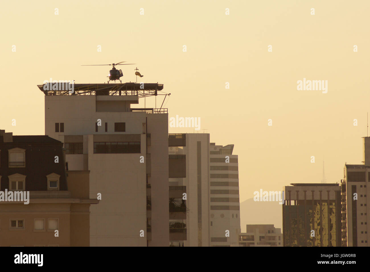 Hubschrauber-Landeplatz, Hubschrauber, São Paulo, Brasilien Stockfoto