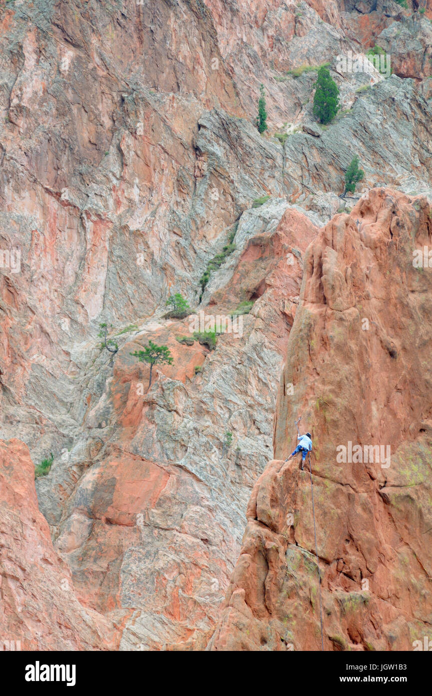 Kletterer im Garten der Götter, Colorado Springs, Colorado, USA Stockfoto