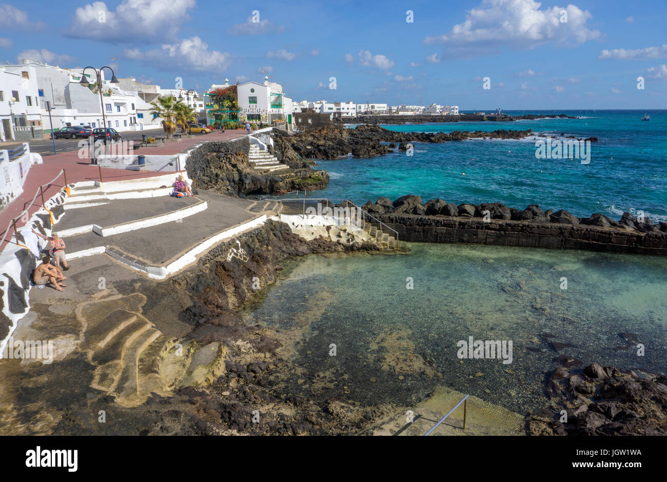 Küste bei Punta Mujeres, Fischerdorf im Norden der Insel Lanzarote, Kanarische Inseln, Spanien, Europa Stockfoto