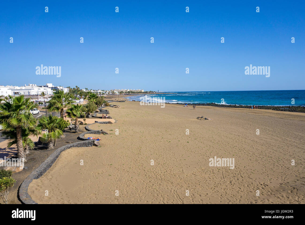 Playa Matagorda, großen Strand von Matagorda, Puerto del Carmen, Lanzarote, Kanarische Inseln, Spanien, Europa Stockfoto