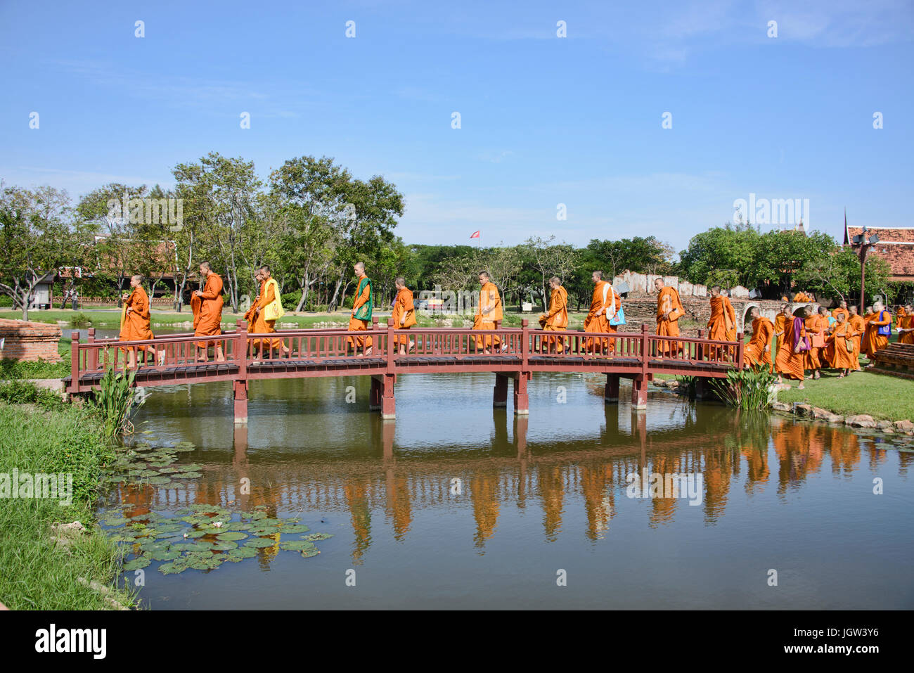 Mönche in Muang Boran, Ancient Siam Park, Thailand Stockfoto