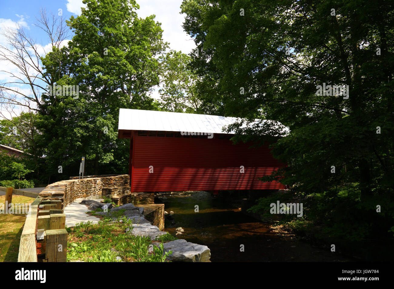 Roddy Straße gedeckte Brücke über Owens Bach in der Nähe von Thurmont, Frederick County, Maryland Stockfoto
