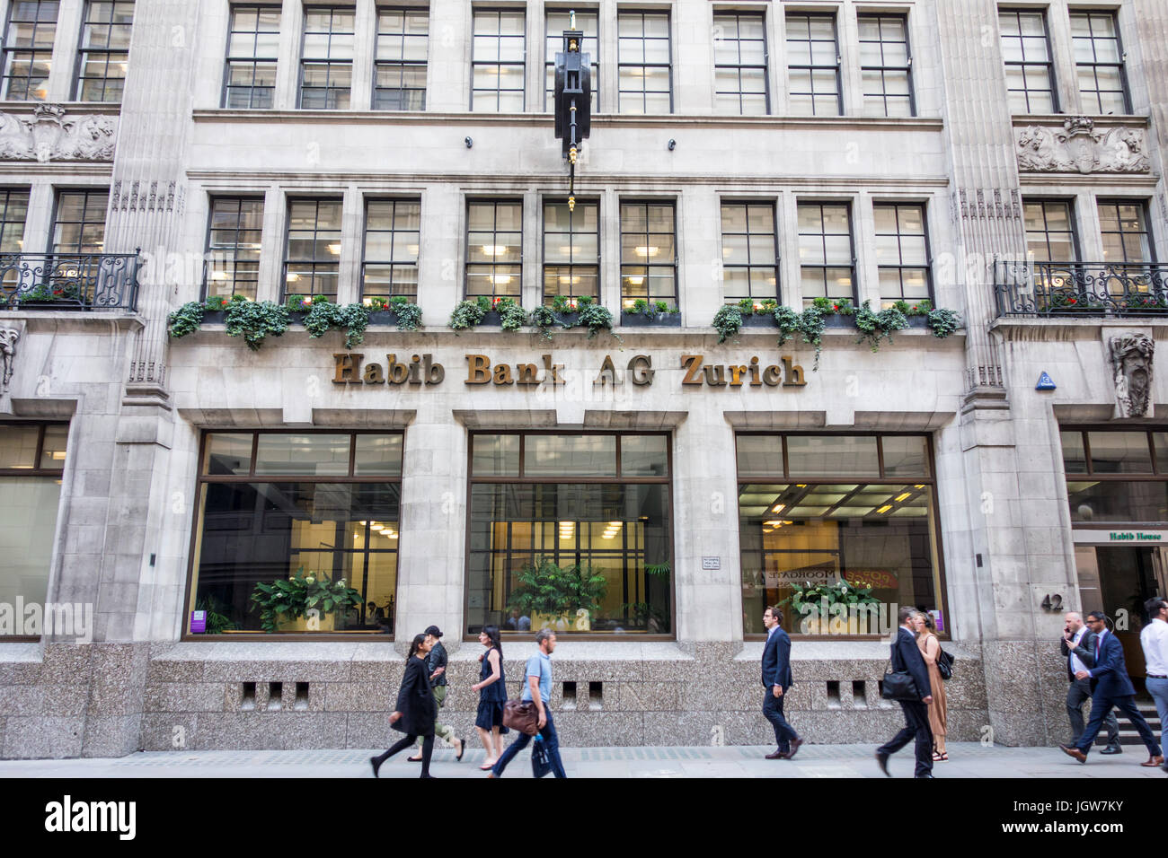 Habib Bank AG Zürich Gebäude auf Moorgate, City of London, Großbritannien Stockfoto
