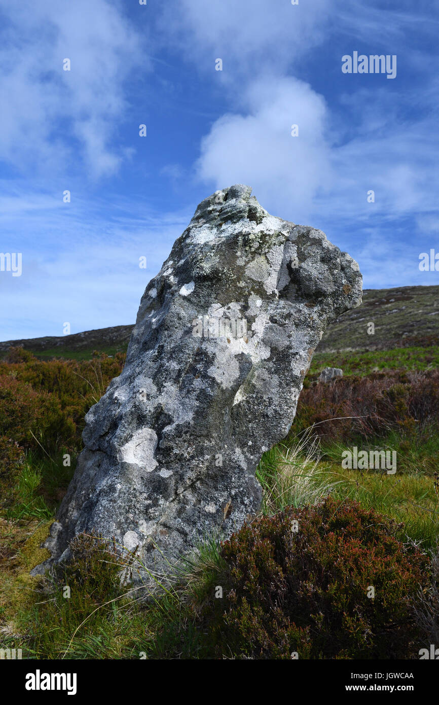 Finns Menschen Pobull Fhinn Steinkreis; Menhire; Loch Langass; North Uist; Schottland Stockfoto