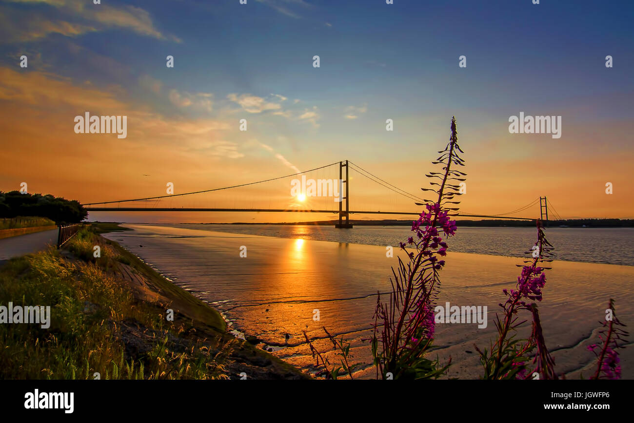 Humber Bridge Sonnenuntergang Stockfoto