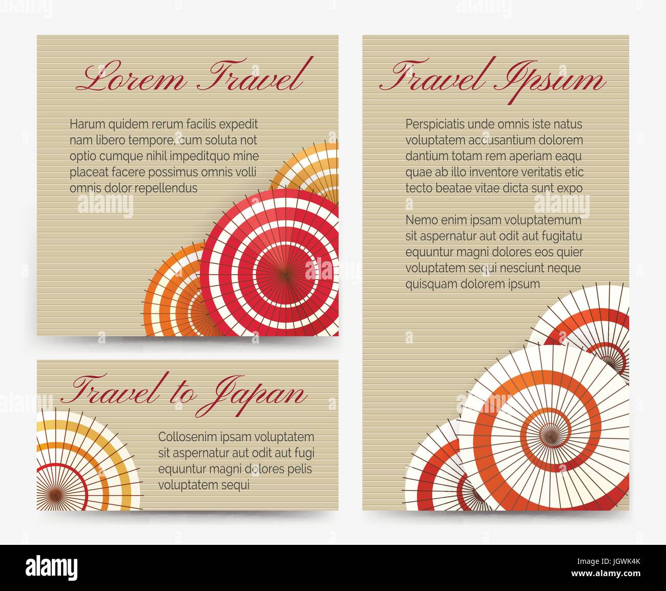 Traditionelle orientalische asiatische Einladungskarten mit chinesischen oder japanischen Regenschirm legen Sie Vektor-illustration Stock Vektor
