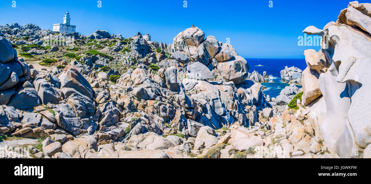 Erstaunliche Granit Felsformationen in Capo Testa im Norden Sardinien, Italien Stockfoto