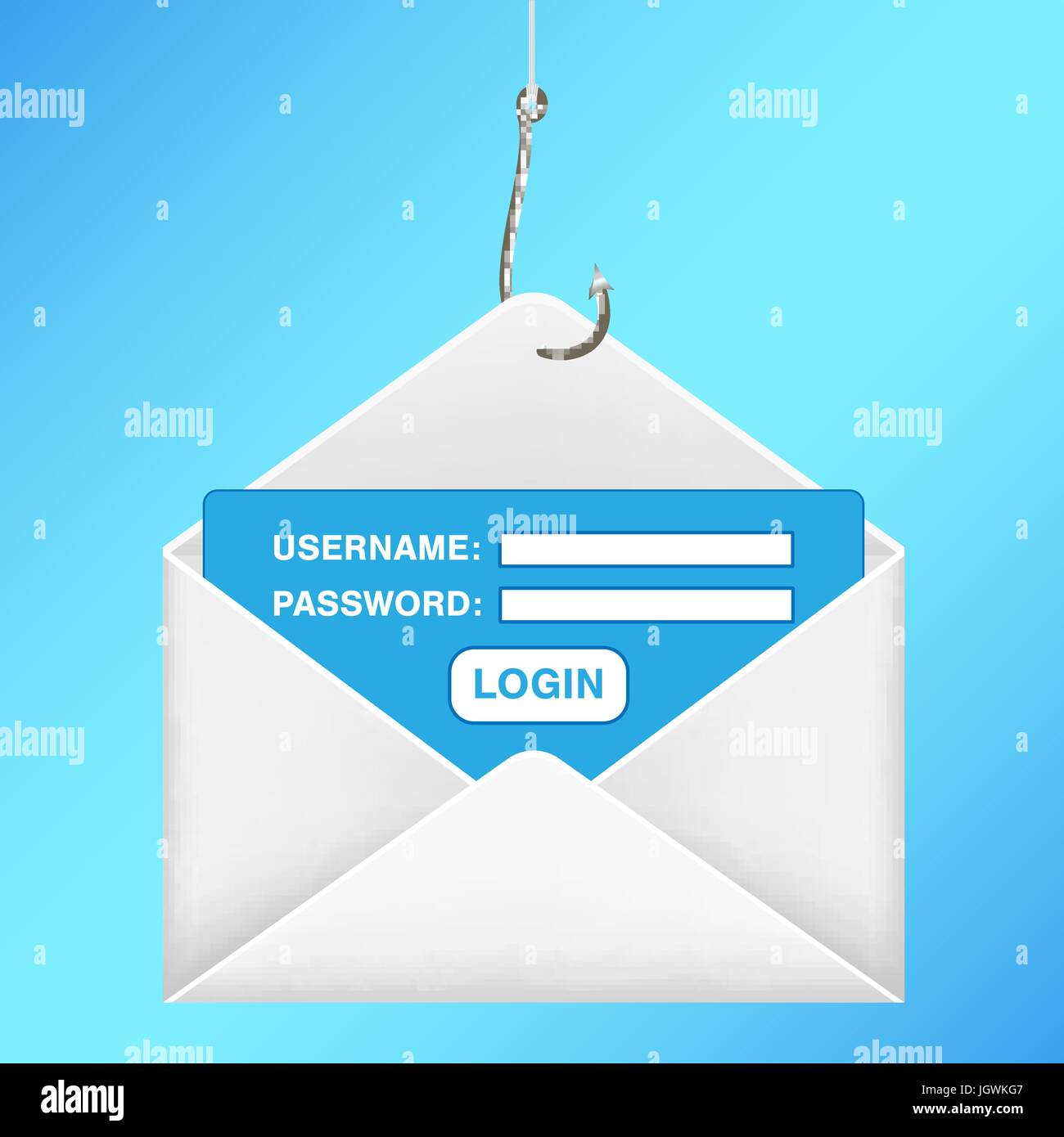 Fischerei Haken Phishing e-Mail-Benutzername Kennwort login Stock Vektor