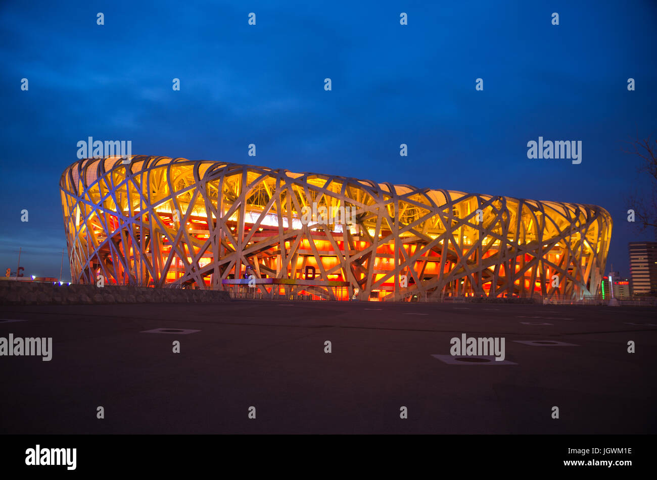 Nationalstadion Peking, besser bekannt als Nest des Vogels wurde das Olympiastadion von 2008 Stockfoto