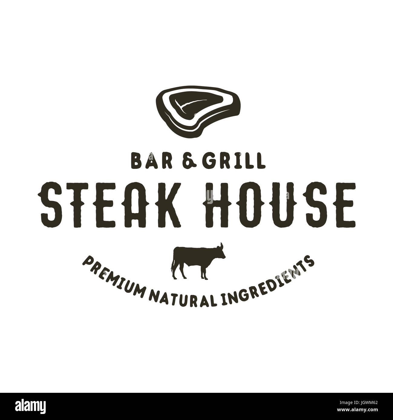 SteakhausLogoDesign. Bar und grill Schriftzug Emblem. Etikett
