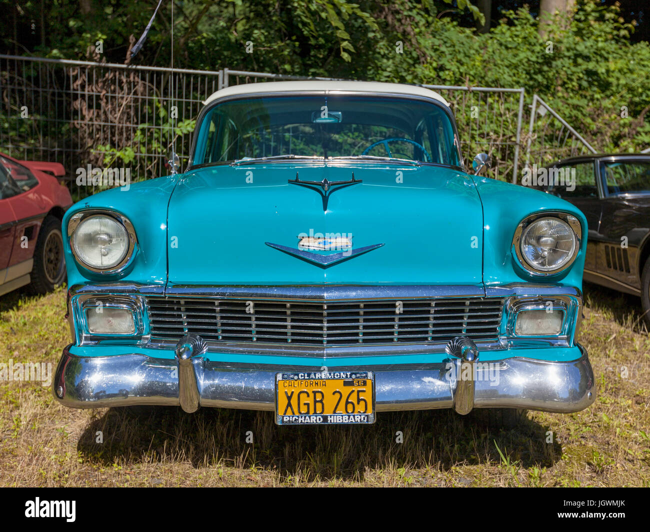 Stade, Deutschland - 9. Juli 2017: Ein Jahrgang Chevrolet Bel Air aus dem Jahr 1956 im Sommer fahren U.S. Car treffen. Stockfoto