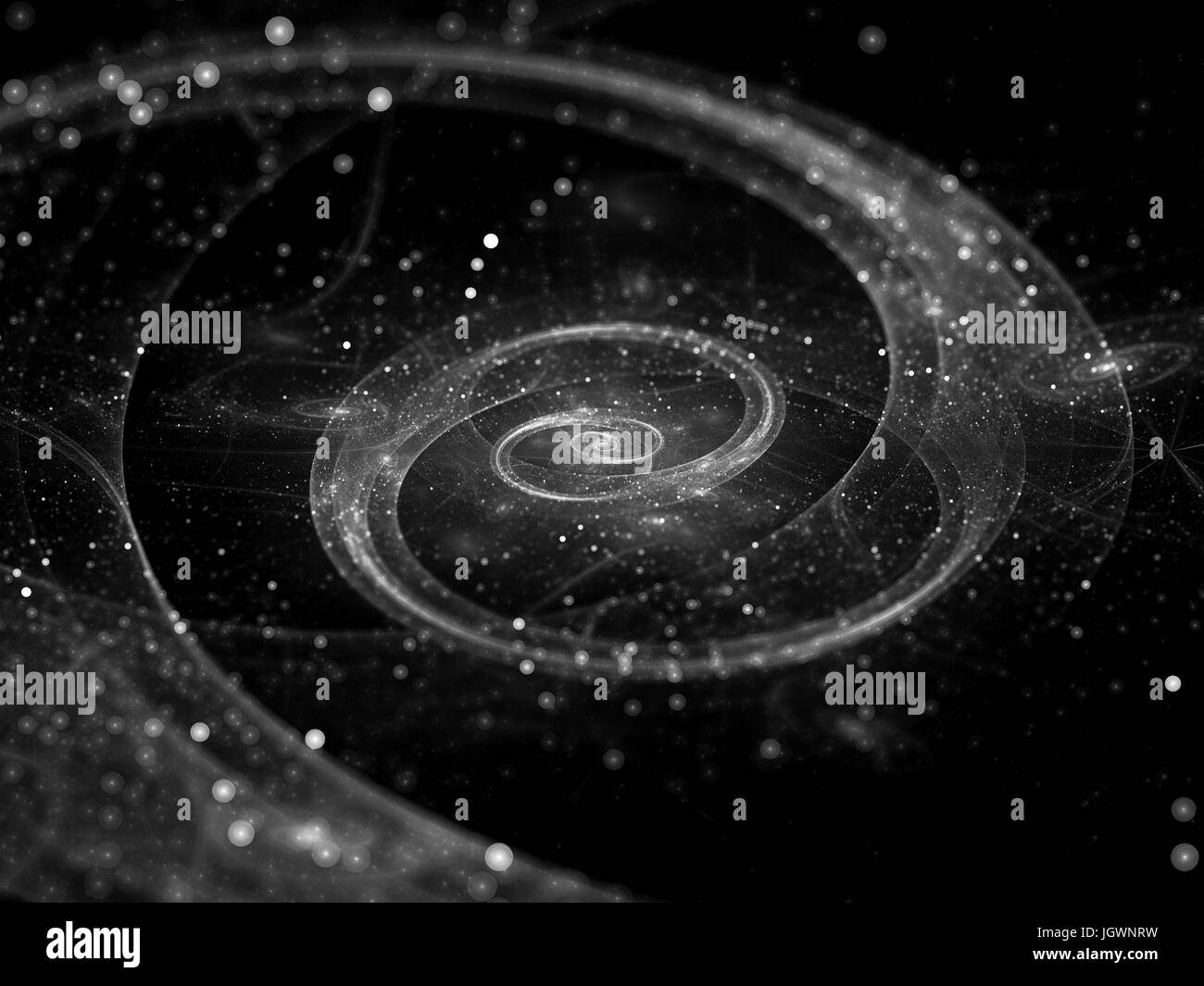 Spiralgalaxie im Weltraum schwarz / weiß, Computer generierte abstrakten Hintergrund Stockfoto