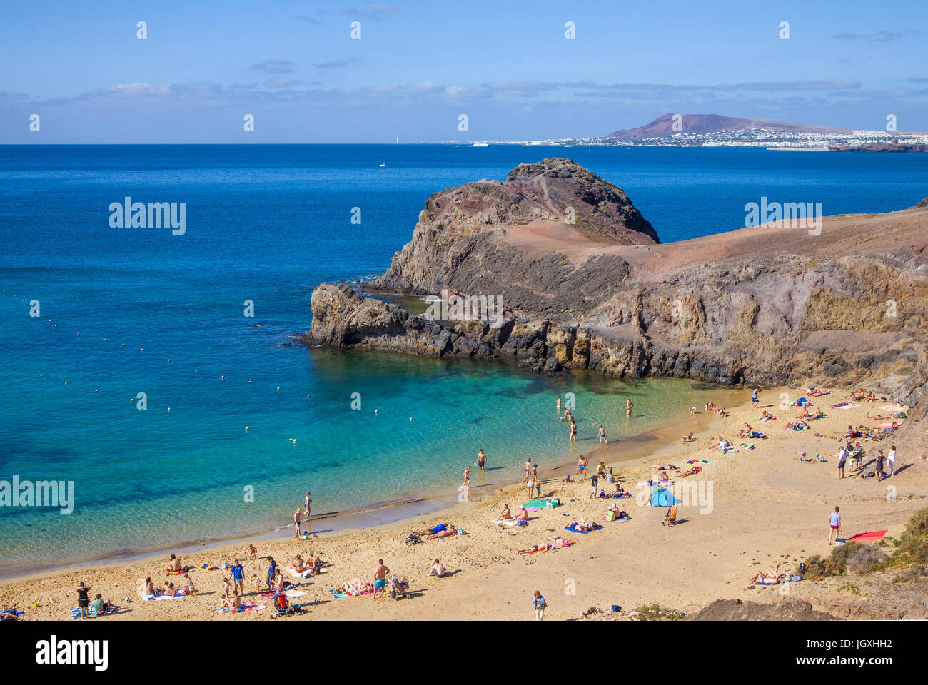 Playas de Papagayo, Naturpark Monumento Natural de Los Ajaches, Playa Papagayo der Bekannteste von Den Sechs Papagayo-Straenden, Punta Papagayo Playa Stockfoto