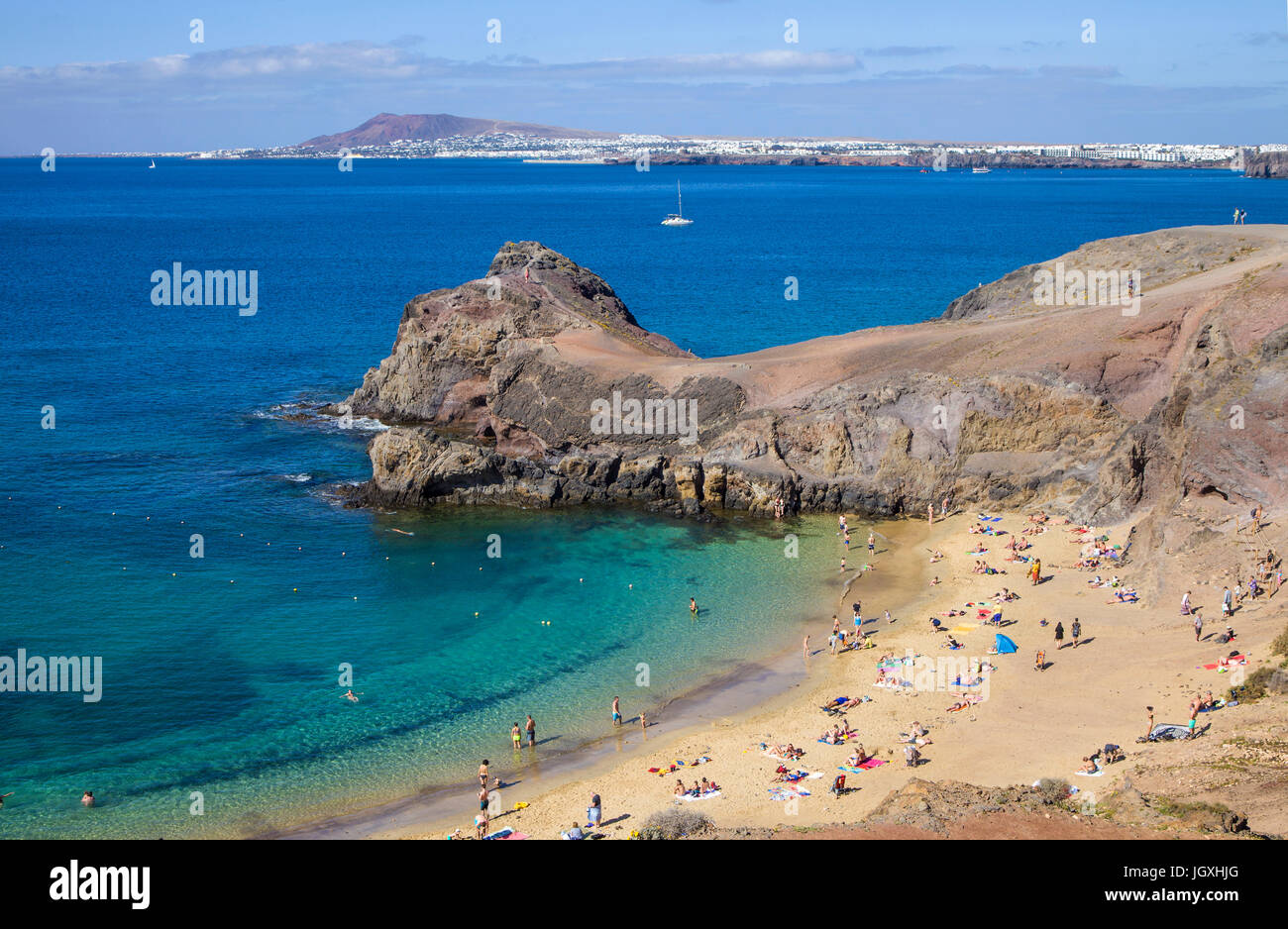 Playas de Papagayo, Naturpark Monumento Natural de Los Ajaches, Playa Papagayo der Bekannteste von Den Sechs Papagayo-Straenden, Punta Papagayo Playa Stockfoto
