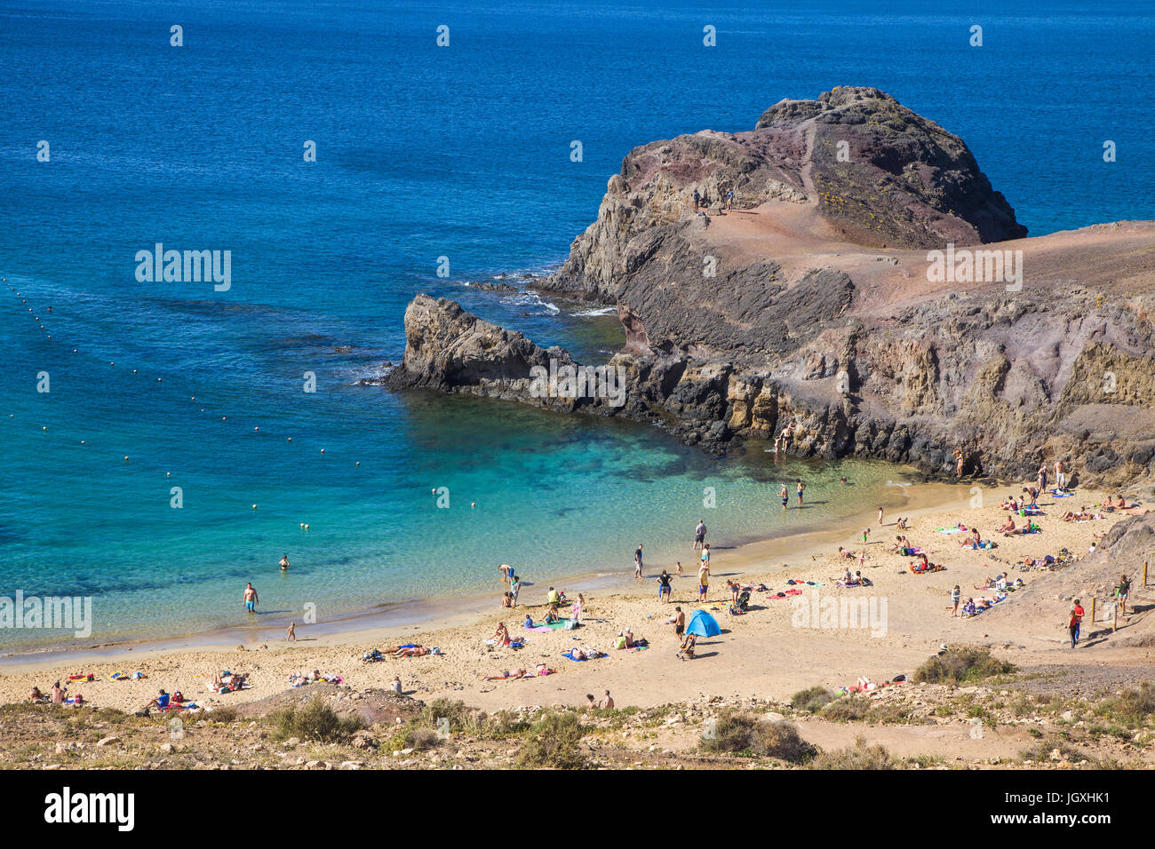 Playas de Papagayo, Naturpark Monumento Natural de Los Ajaches, Playa Papagayo der Bekannteste von Den Sechs Papagayo-Straenden, Punta Papagayo Playa Stockfoto
