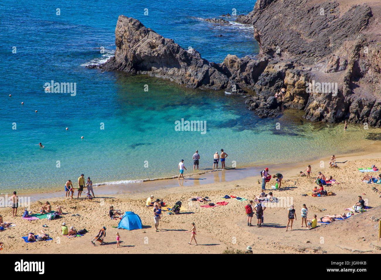 Playas de Papagayo, Naturpark Monumento Natural de Los Ajaches, Playa Papagayo der Bekannteste von Den Sechs Papagayo-Straenden, Punta Papagayo Playa Stockfoto