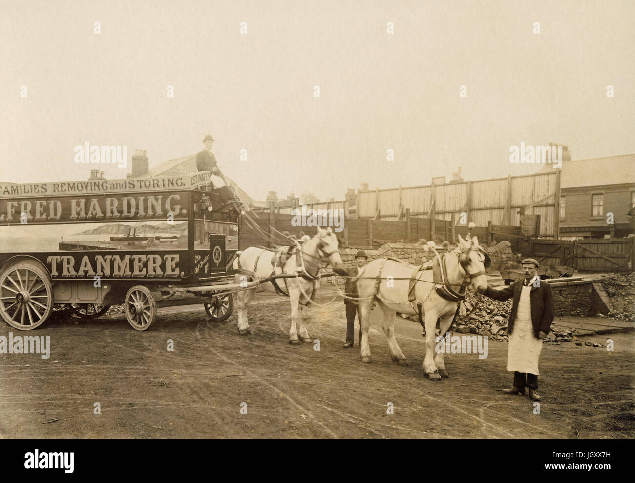 Pferdekutsche-Umzugsunternehmen, Alfred Harding Tranmere, c1910s, historisches Archiv Foto Stockfoto