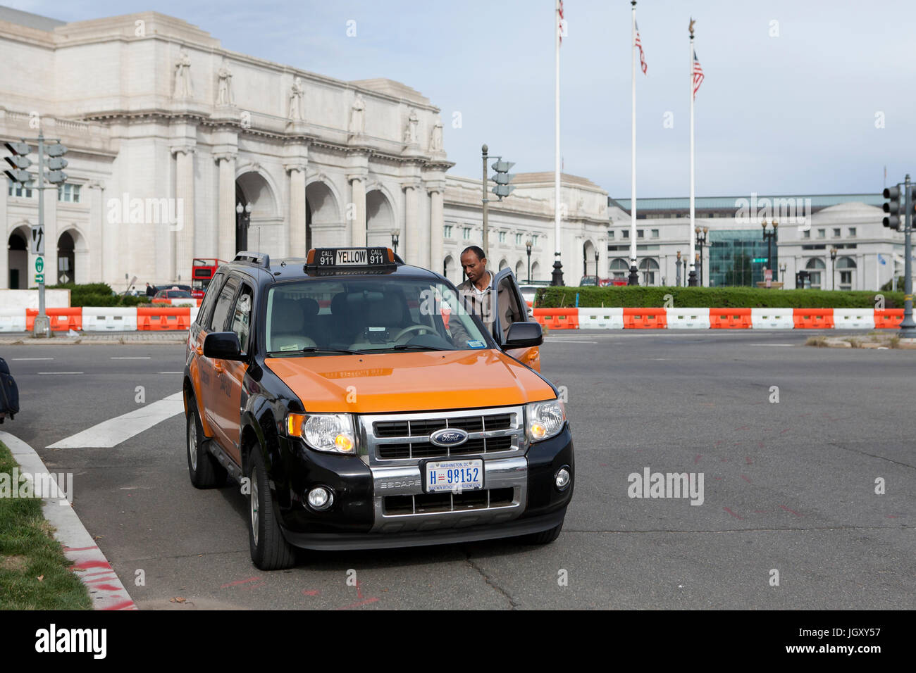 Taxi Taxi vor der Union Station - Washington, DC USA Stockfoto