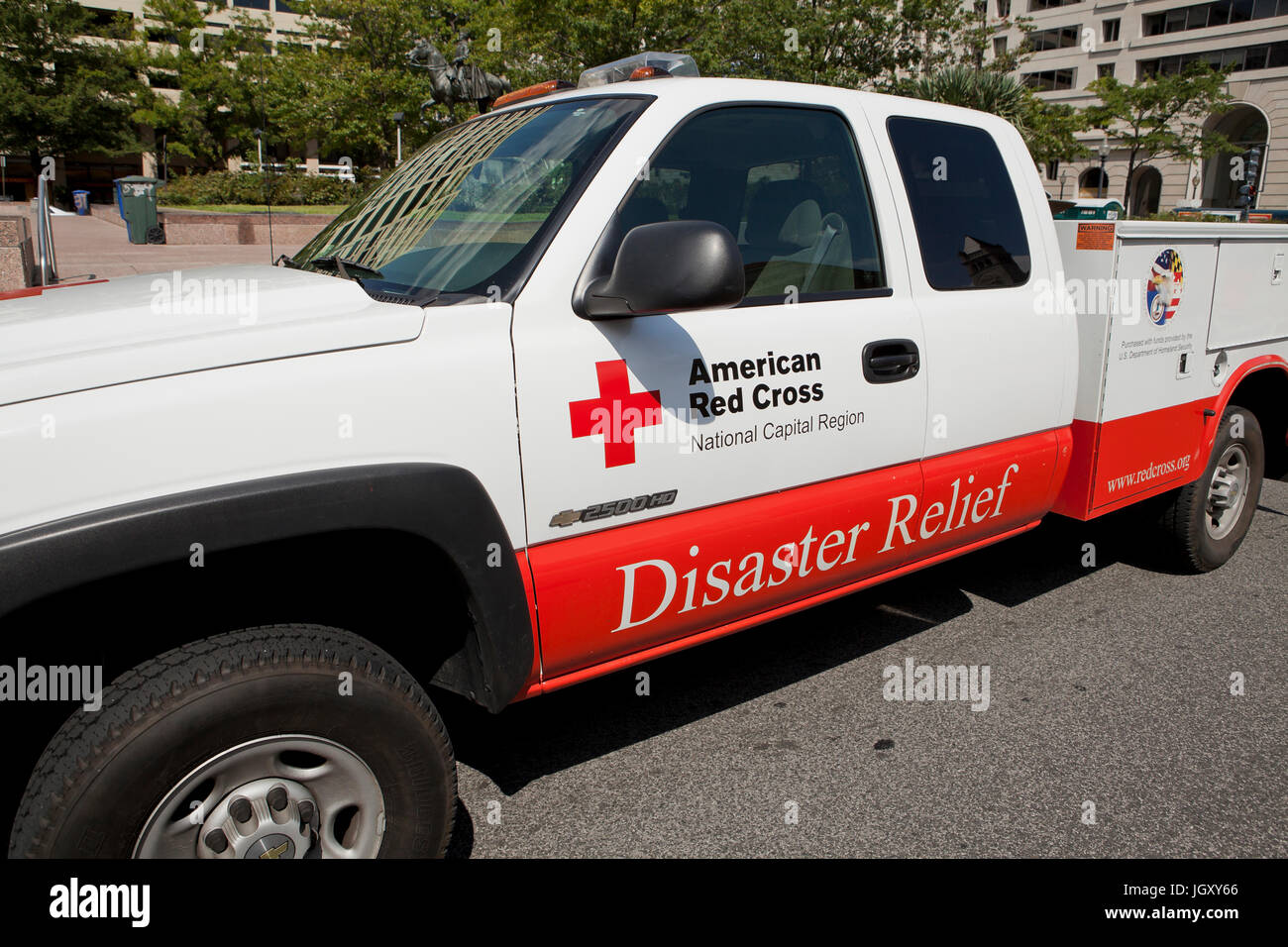 Das amerikanische rote Kreuz Katastrophenhilfe Fahrzeug - USA Stockfoto