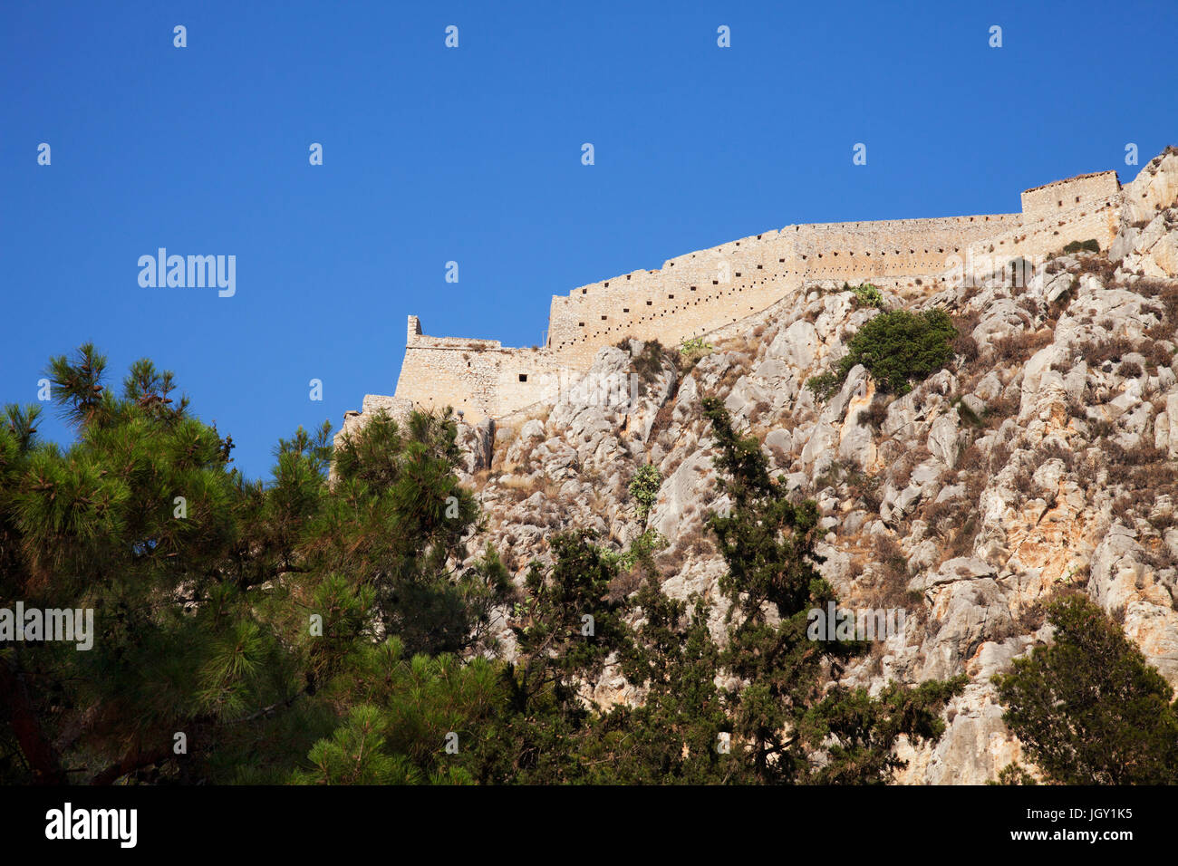 Palamidi-Festung auf Felsformation, Nafplion, Griechenland Stockfoto
