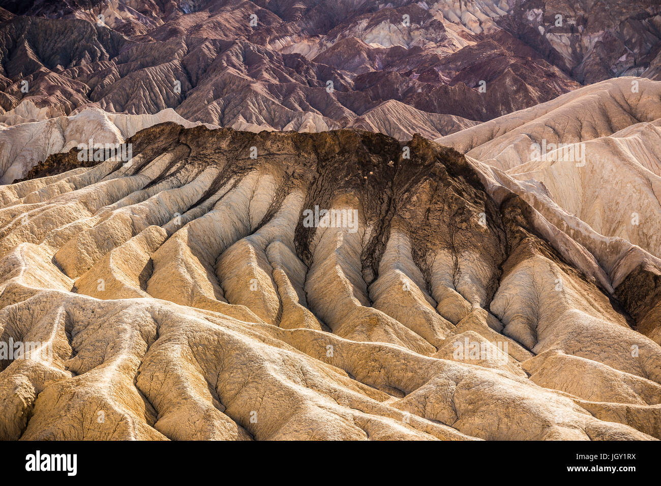 Zabriskie Point Bildung Felslandschaft in Death Valley Nationalpark, Kalifornien, USA Stockfoto