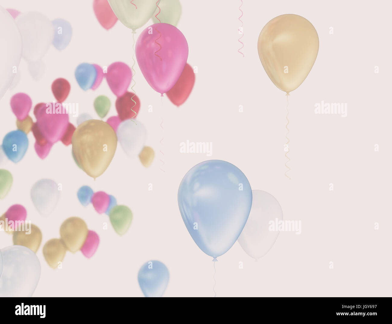 Bunte Ballons fliegen Feier Hintergrund Stockfoto