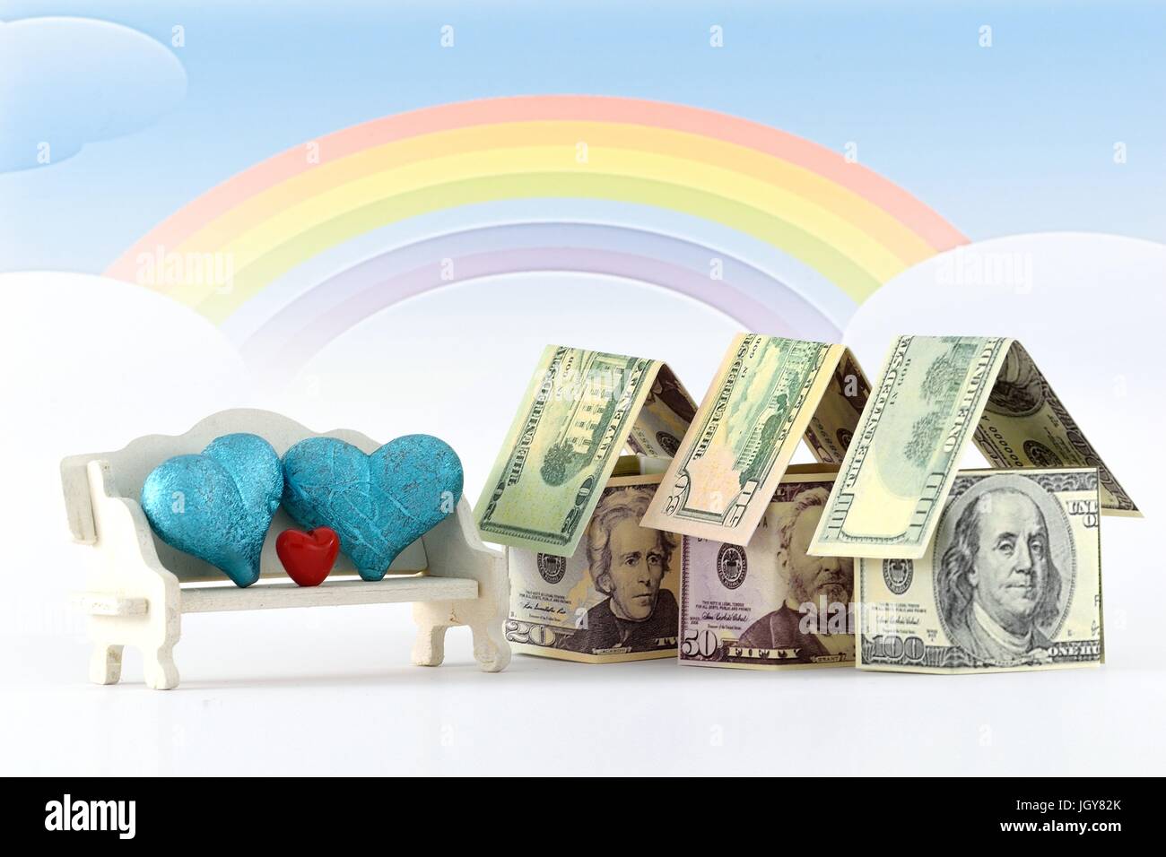 Finanzielle Vorteile von Real Estate Investments, die beste Versicherung für LGBT-Familien Stockfoto