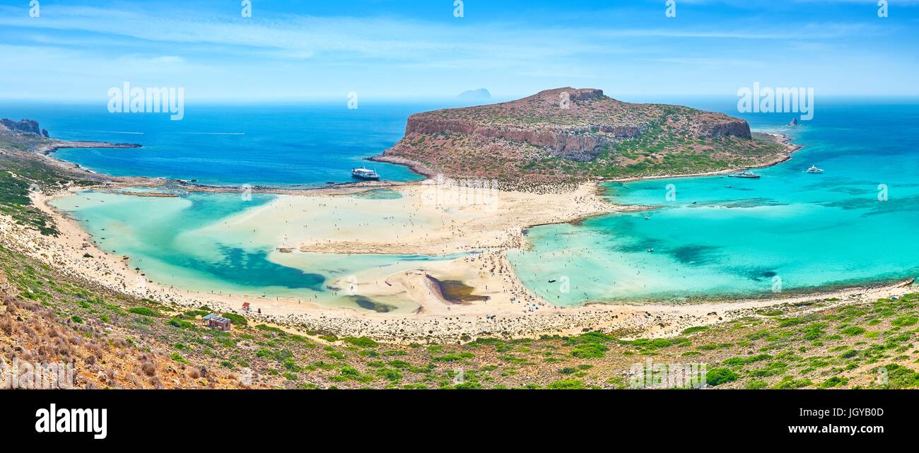 Panoramablick auf Balos Beach, Insel Kreta, Griechenland Stockfoto