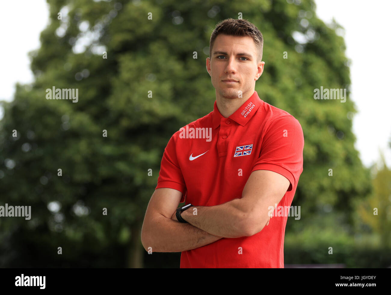 Hürdenläufer Andrew Pozzi bei der Team-Ankündigung vor den Weltmeisterschaften an der Loughborough University High Performance Center. PRESSEVERBAND Foto. Bild Datum: Dienstag, 11. Juli 2017. Vgl. PA Geschichte Leichtathletik Welten. Bildnachweis sollte lauten: Tim Goode/PA Wire Stockfoto