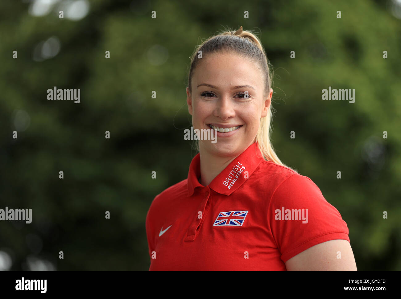 Hammer-Werfer Sophie Hitchon während der Team-Ankündigung vor den Weltmeisterschaften an der Loughborough University High Performance Center. Stockfoto